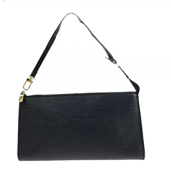LOUIS VUITTON LV Pochette Accessoires Hand Bag Epi Leather Black - Picture 1 of 16